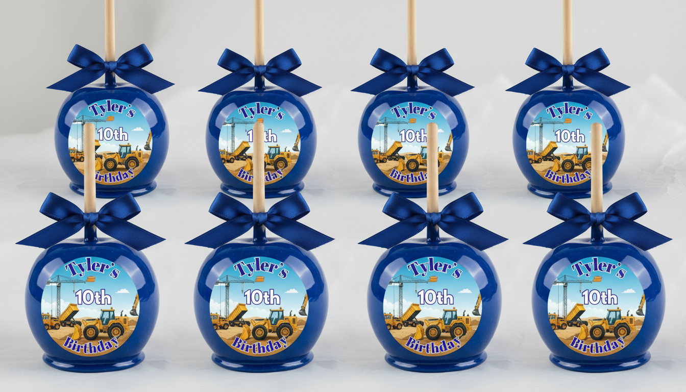 Big Trucks Birthday Candy Apple Template