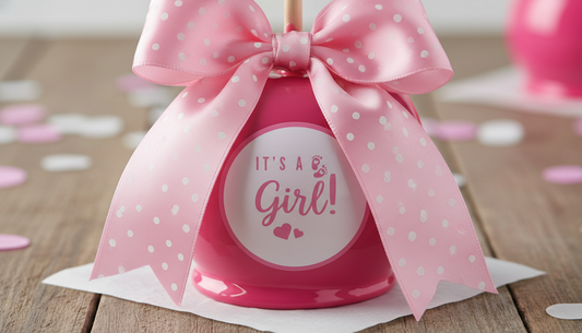 Footprints Heart Girl Baby Shower Candy Apple Template